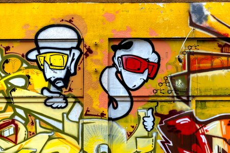 Painted wall graffiti yellow photo