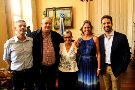 25.01.2019 - Prefeita Paula Mascarenhas e o Governador do Rio Grande do Sul, Eduardo Leite em reunião com as presenças do secretário especial de Cultura,Henrique Pires, da secretária Estadual de Cultura, Beatriz Araújo e do Secretário de Cultura Giogio Ro