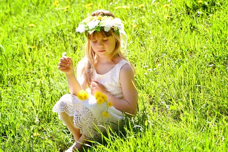 Blond long hair sitting photo