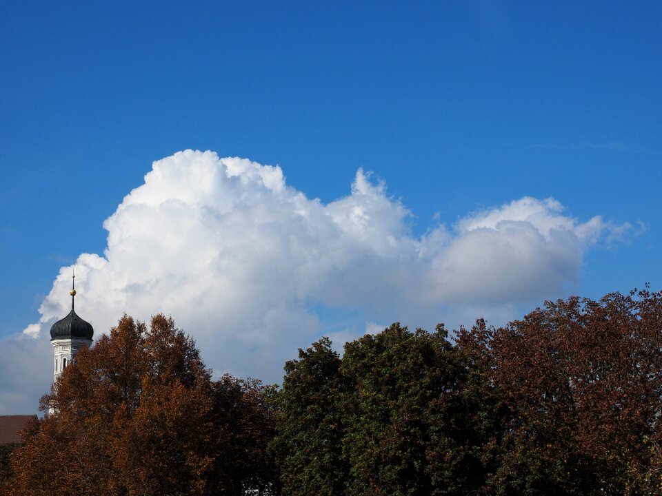 Cumulus clouds white blue