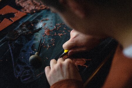 Lino printing person photo