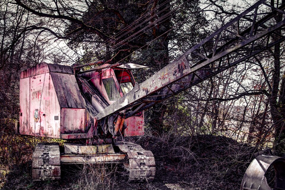 Old construction machine excavators