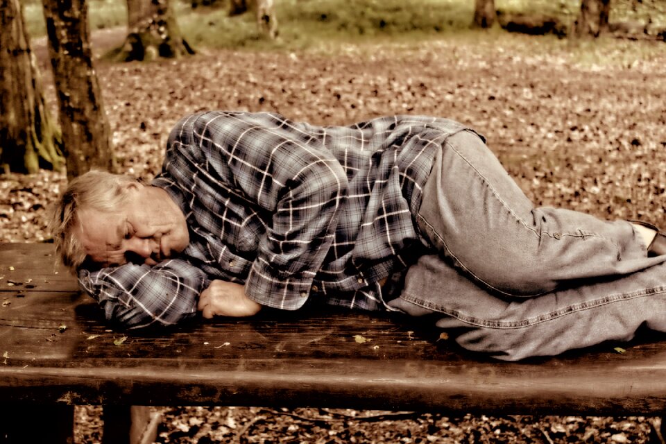 Park bench homeless penner