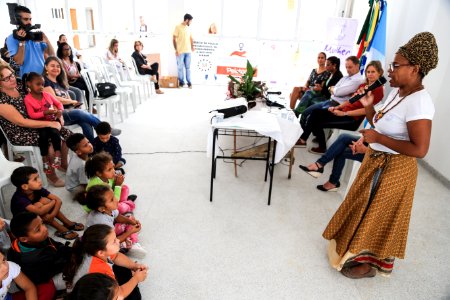 06.03.2018 -Prefeita Paula Mascarenhas  durante abertura da semana da Mulher no CEU Dunas - Foto: Gustavo Vara