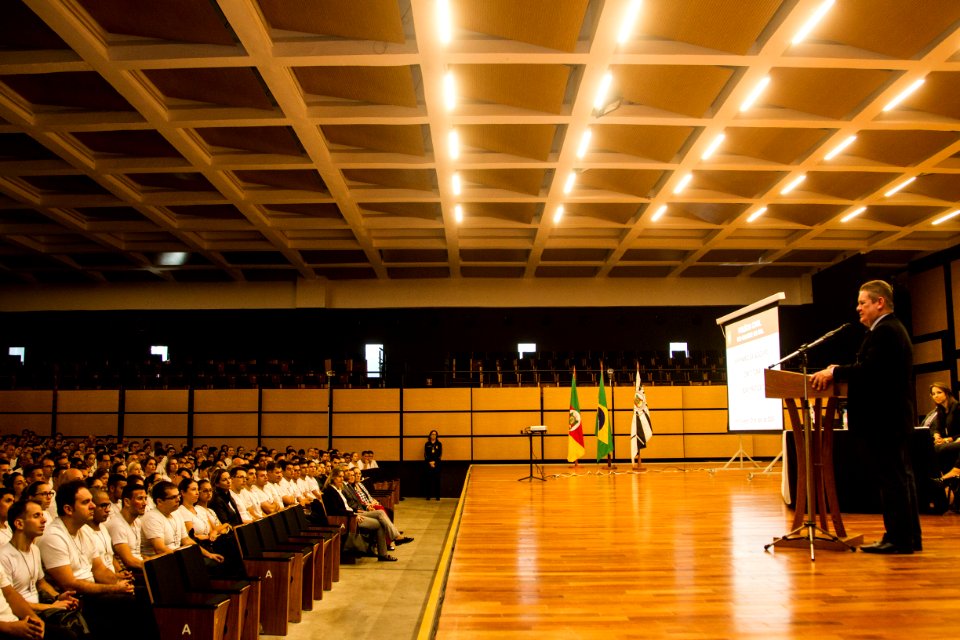29.04.2019 - Prefeita Paula Mascarenhas realiza palestra para alunos do curso de formação profissional na Academia de Polícia Civil, em Porto Alegre - Foto: Gustavo Vara