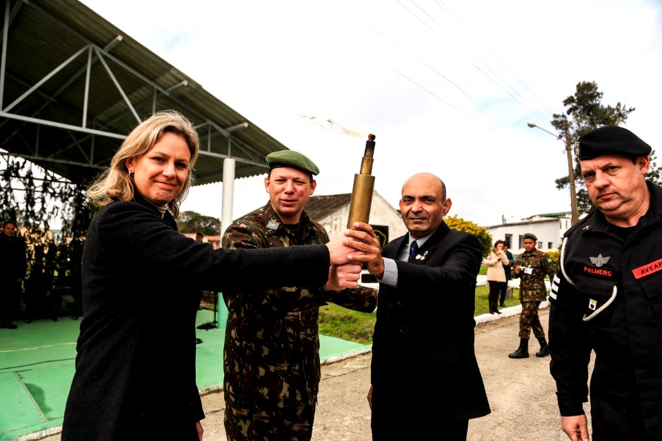 21.08.2018 - Prefeita Paula Mascarenhas na cerimônia de chegada do fogo simbólico - Semana da Pátria - Foto: Gustavo Vara