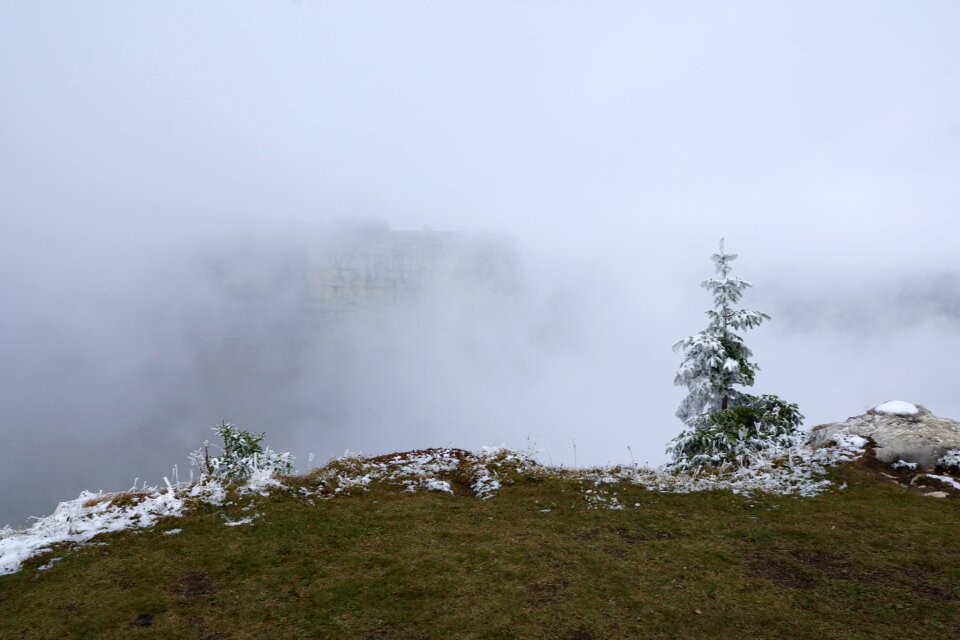 Switzerland cliff fog