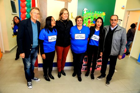 24.05.2018 - Prefeita Paula Mascarenhas e o vice Idemar Barz  durante inauguração da EMEI Zola Amaro - Foto: Gustavo Vara
