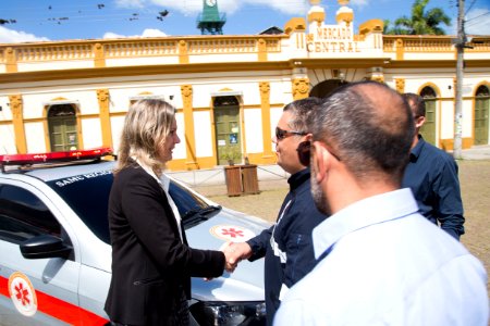 12.02.2018 - Prefeita Paula Mascarenhas durante entrega de ambulâncias do SAMU com a Senadora Ana Amélia Lemos - Foto: Gustavo Vara