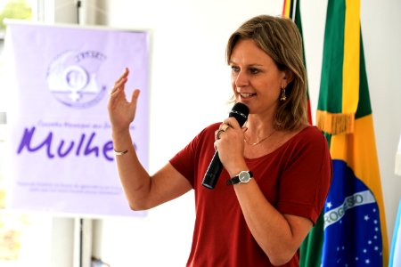 06.03.2018 -Prefeita Paula Mascarenhas  durante abertura da semana da Mulher no CEU Dunas - Foto: Gustavo Vara
