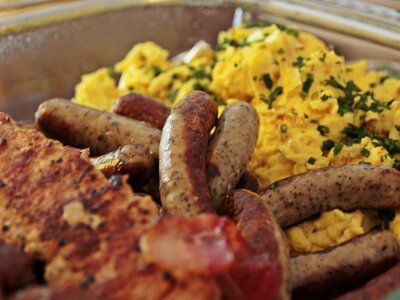 Eat grill sausage delicious