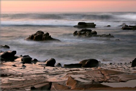 Sea rocks dawn photo