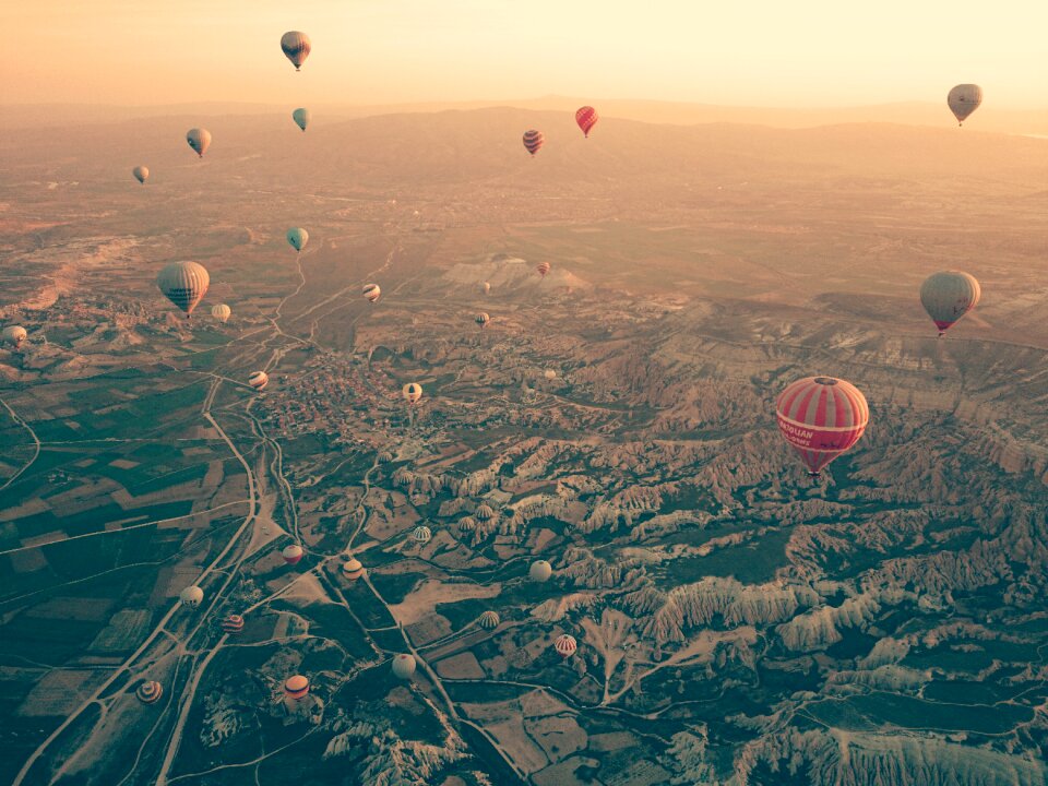 Travel hot air balloon landscape