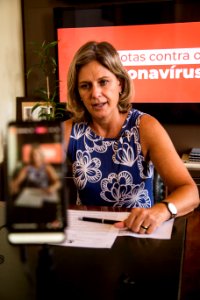 26.02.2021 - Prefeita Paula Mascarenhas em live de atualização sobre a pandemia de COVID-19 - Foto: Gustavo Vara