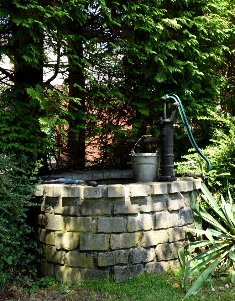 Hand pump water garden