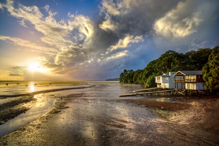 Coast wooden boat shed photo