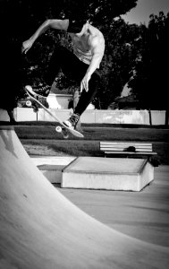 Skateboarder in Pavillion Park, Liberty Lake, WA. photo