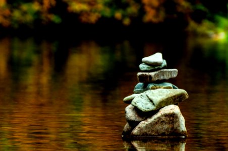 Rock stack in the autumn, Steamboat Creek, ID.