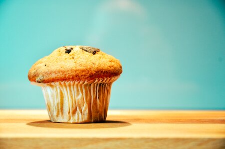 Muffin wooden table photo
