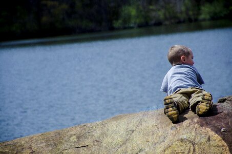 Lake scenery child