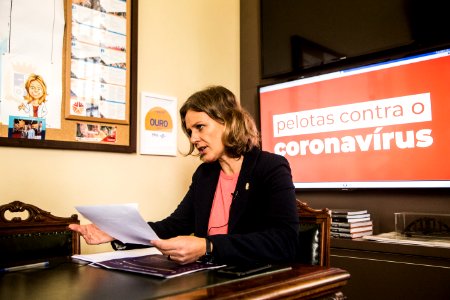 13.05.2020 - Prefeita Paula Mascarenhas durante coletiva de imprensa por videoconferência - Foto: Gustavo Vara