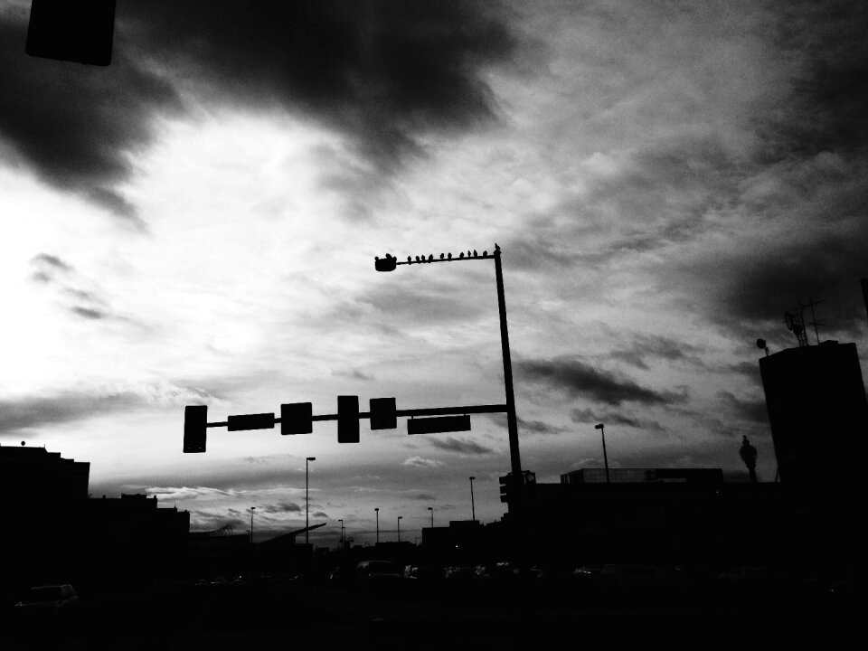 Black and white street sky
