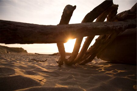 Sand sunrays sunset photo