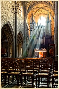 Cathedral chairs sunlight