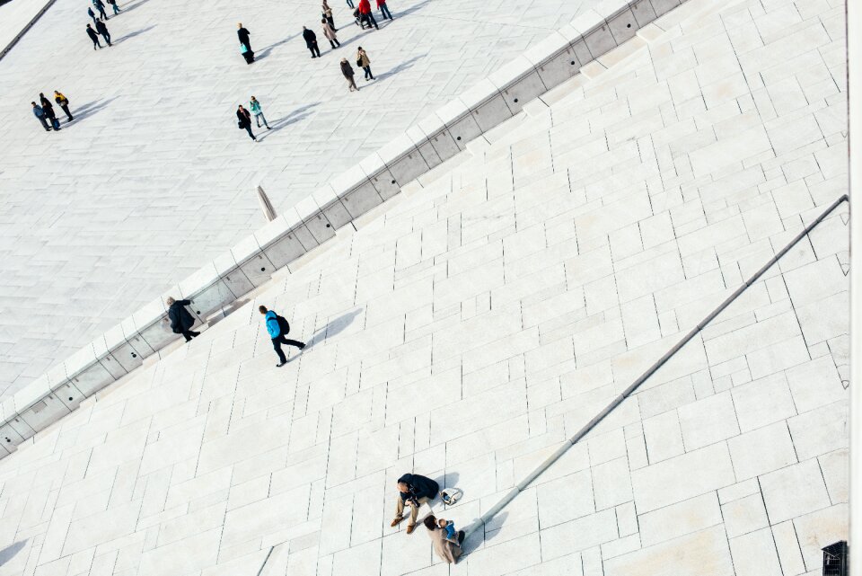 Pedestrians stones city