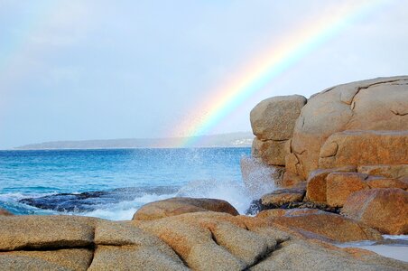 Rainbow waves blue beach