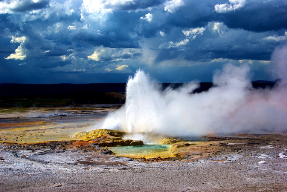 Clepsydra Geyser, Lower Geyser Basin, Yellowstone National Park (a UNESCO World Heritage Site), Wyoming, August 8, 2010 photo