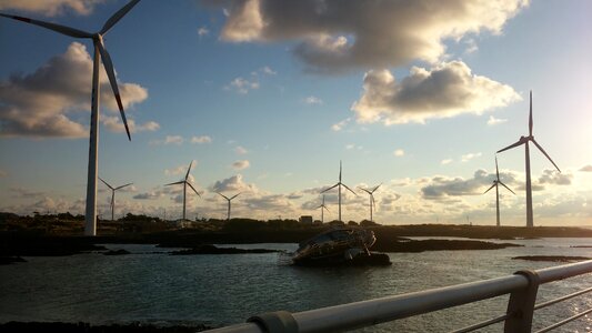 Landscape wind power generator beach