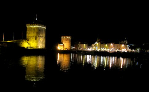 Vieux port de La Rochelle by night photo