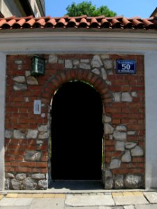 Door with numbers, street and lantern - Krakow - Poland