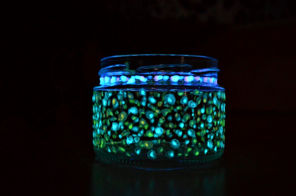 Recycling preserving bottles luminous paint