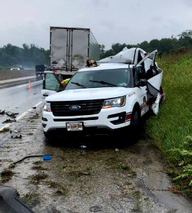 I83 traffic accident. First responder stopped to assist at an accident and this happeden seconds after they exited vehicle. photo