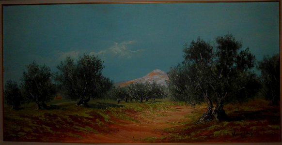 Olive grove, painting by Karras