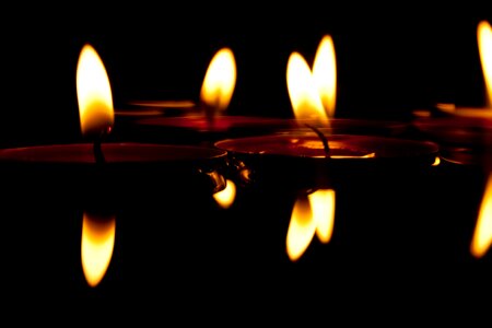 Lights swim floating candles