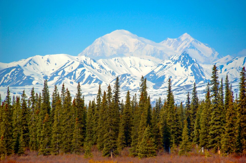 Peaks blue sky