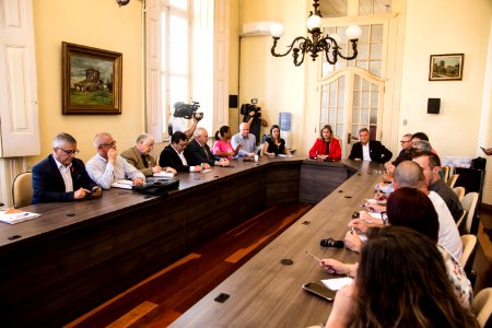 09.10.2019 - Prefeita Paula Mascarenhas durante reunião com representantes do SIMP - Foto: Gustavo Vara