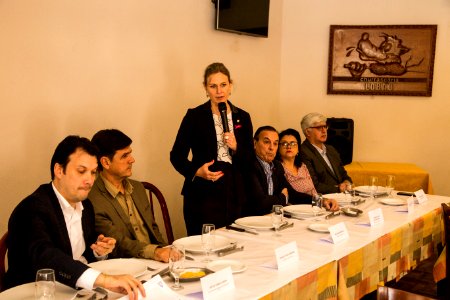 08.10.2019 -  Prefeita Paula Mascarenhas participa de almoço da Aliança Pelotas, com a presença do Secretário de Meio Ambiente, Artur Lemos, e presidente da Fepam, Marjorie Kauffmann - Foto: Gustavo Vara