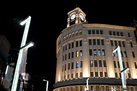 Japan clock tower night view photo