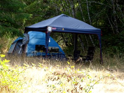 Someone else with a recreation pass camping by cedar creek.