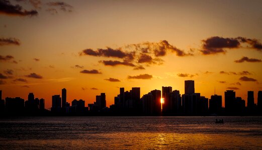 Miami silhouette sunset sky photo