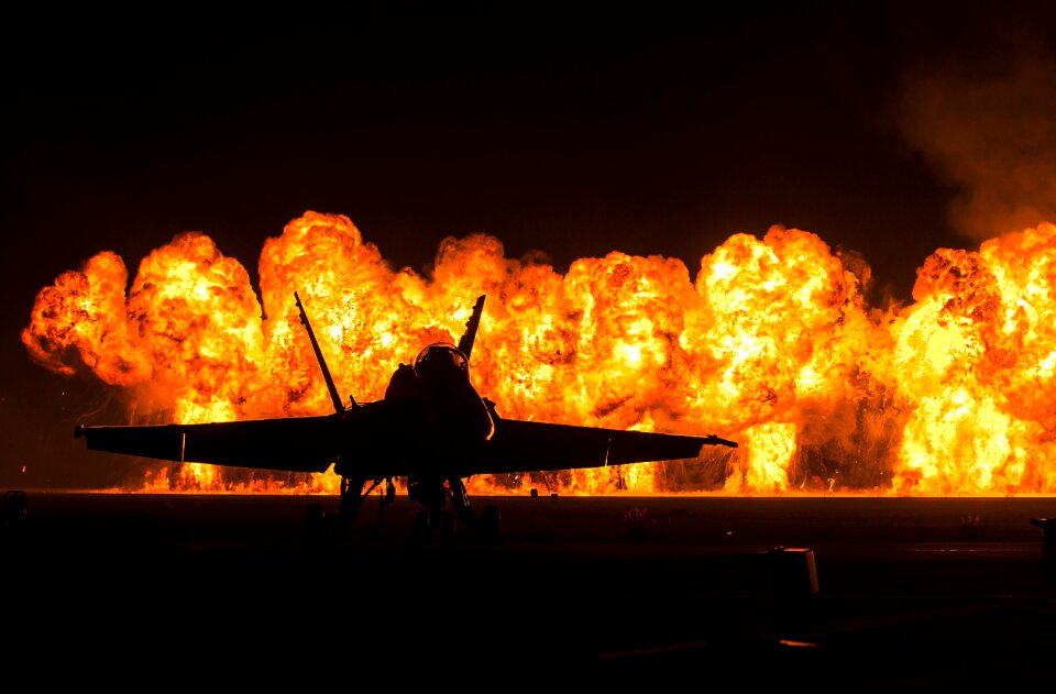 Wall of fire runway exhibition