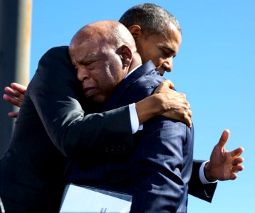 Barack Obama and John Lewis, 2015 photo