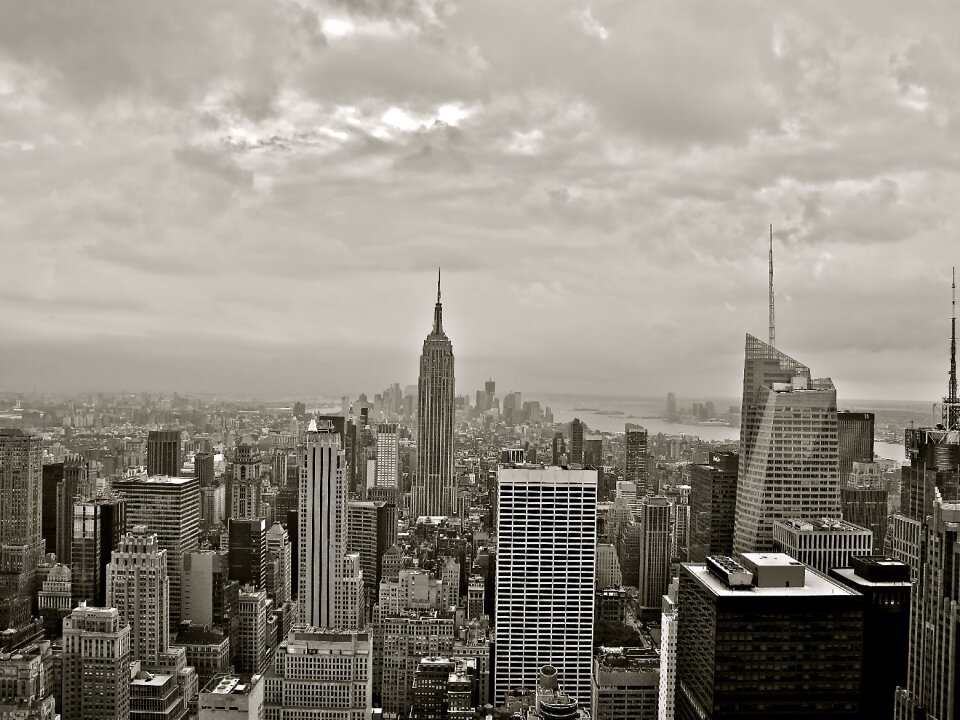 City ​​views skyscraper black and white