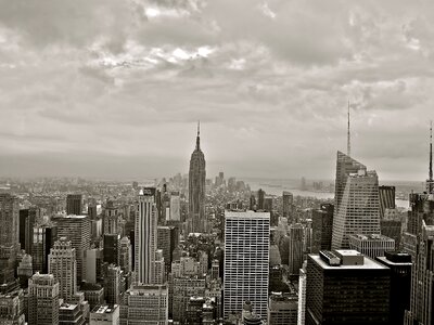 City ​​views skyscraper black and white