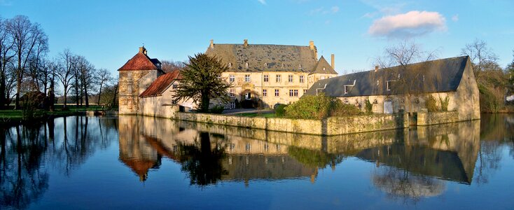 Moated castle building mood photo