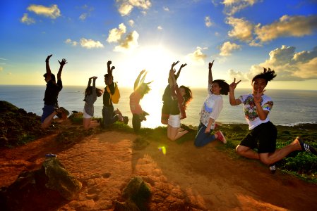 Jumping success.充滿活力的年輕人 photo